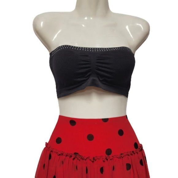 BLACK Strapless Padded Tube Top Sequin Bandeau Sparkly Crop Top One Size - New - Picture 10 of 14